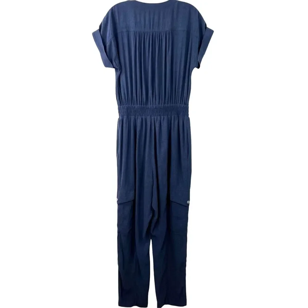 Elie Tahari Women's Belted Ankle Jumpsuit Blue Corporate Core Minimalist Size S - Picture 3 of 16